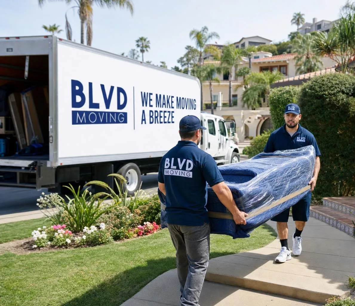 BLVD Moving crew working in Orange County